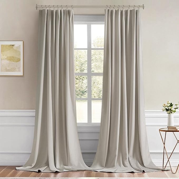 MIULEE Natural Back Tab Blackout Curtains 120 Inch Long 2 Panels Set - Image 9