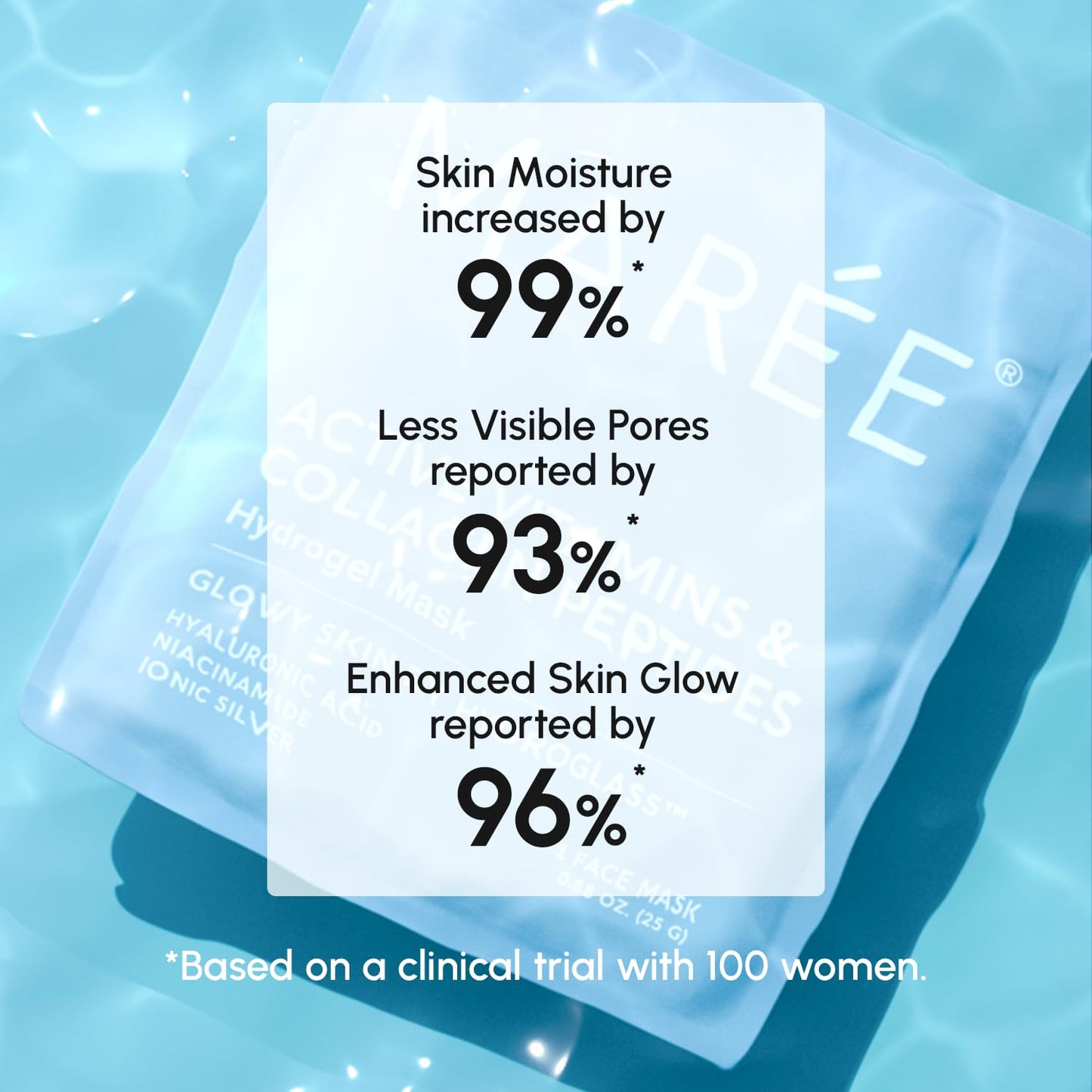 MAREE Collagen Facial Mask with Hyaluronic Acid - Hydrating Face Masks Skincare - Mascarillas Faciales For Women Skin Care - White, 4 Count