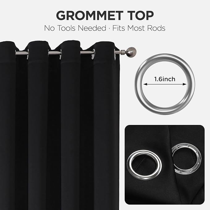 Joydeco Blackout Door Curtain for Doorway Privacy 90 Inches Long, Grommet - Image 9