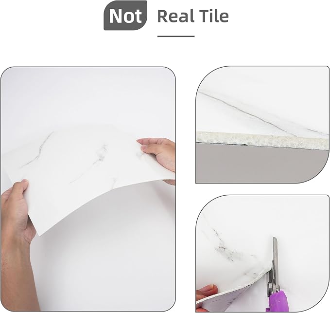 Vieshful 20pcs Peel and Stick Backsplash Tile,12"x12" Self Adhesive Marble Tile - Image 8