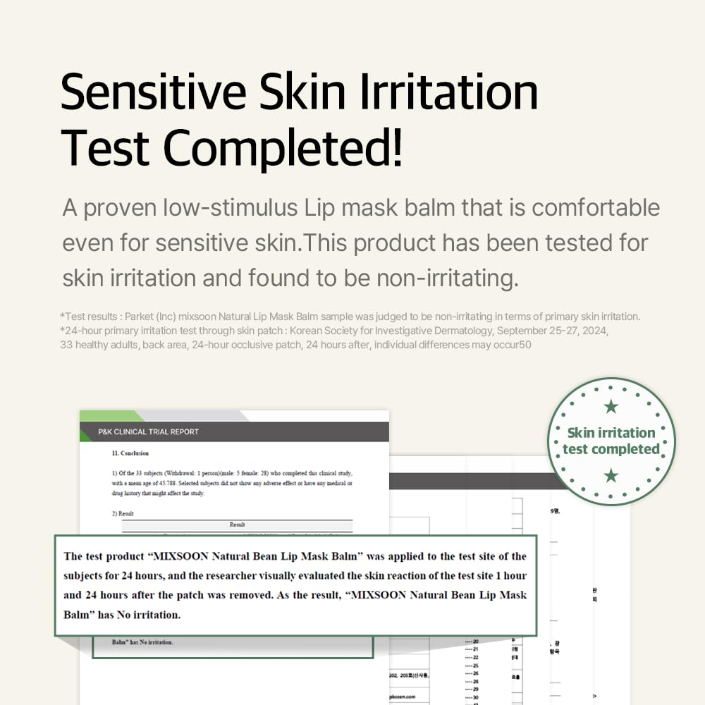 mixsoon Natural Bean Lip Mask Balm Lip Moisturizer For Dry Lip Korean Skin Care 0.38 fl. oz. / 11g