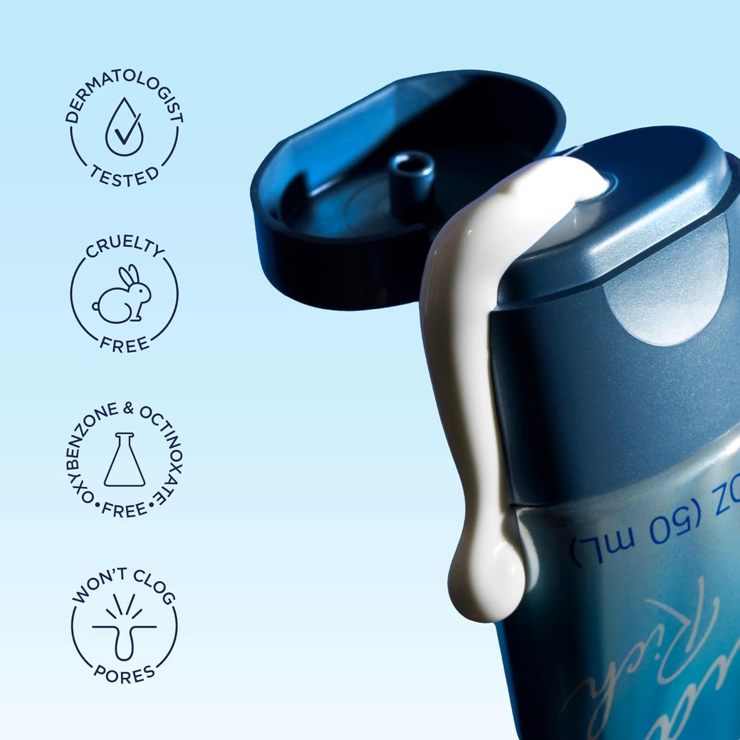 Bioré UV Aqua Rich Daily Hydrating Facial Moisturizer with SPF 50 | Oil Free Sunscreen & Primer for Makeup with Hyaluronic Acid, No White Cast, Non-Comedogenic, For Sensitive Skin, PA++++, 1.7 Oz