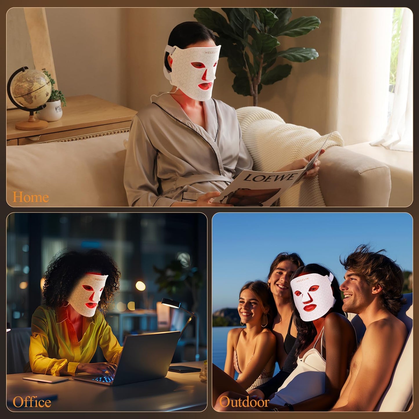 7 Colors Led Light Therapy Facial Mask, Face Light Therapy Mask for Face, Reduce Wrinkles Smooth Skin, Infrared Light Skin Rejuvenation(White)