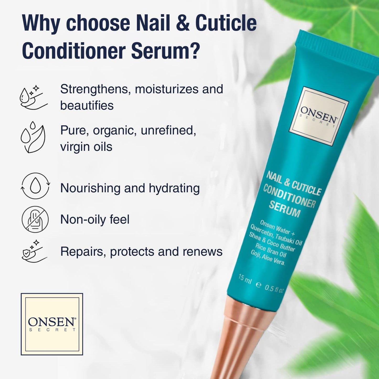 Onsen Japanese Nail File Buffer Sparkle-KIT 1.0, A Free 120/180 Grit Nail File,3-Way Buffer Block, Cuticle Serum with Cuticle Oil in Action-15ml, Optimum Care Series