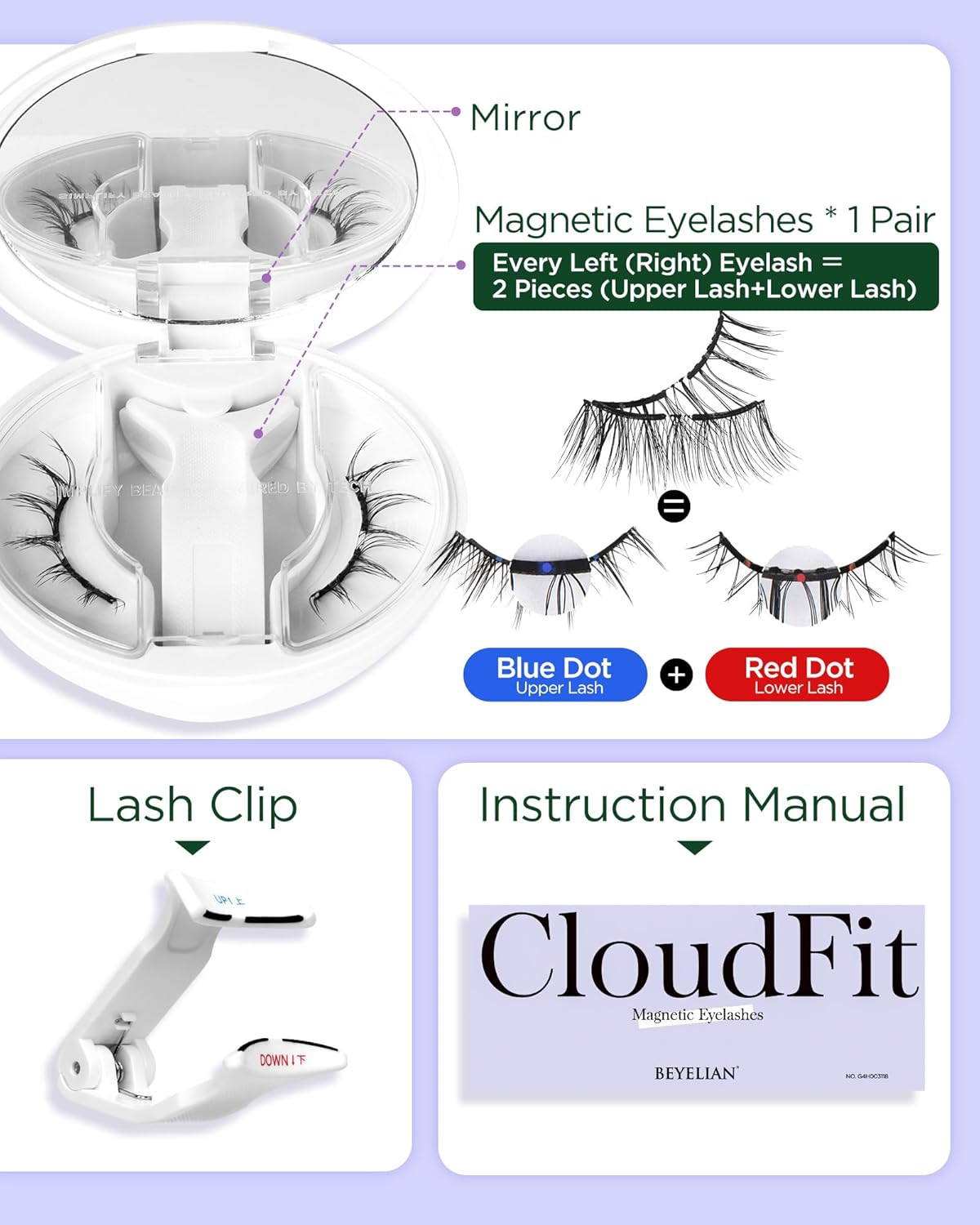 BEYELIAN Portable Magnetic Eyelashes with Applicator Kit, Upgrade Soft Magnetic Lashes, No Glue Needed Reusable False Eyelashes for Eye All-In-One Box (Lightweight & Comfortable)