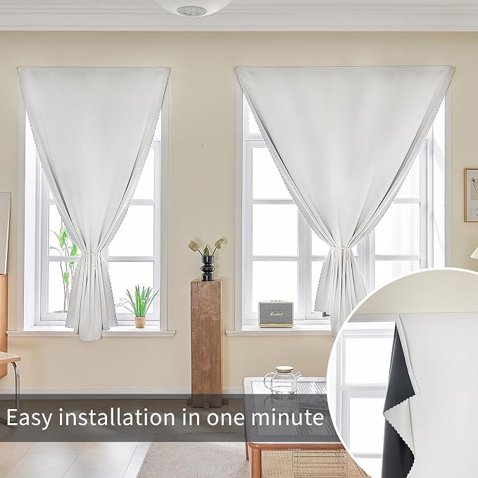 AJAZZ 100% Black Out Curtains Adhesive Blackout Temporary Curtain Rod No - Image 6