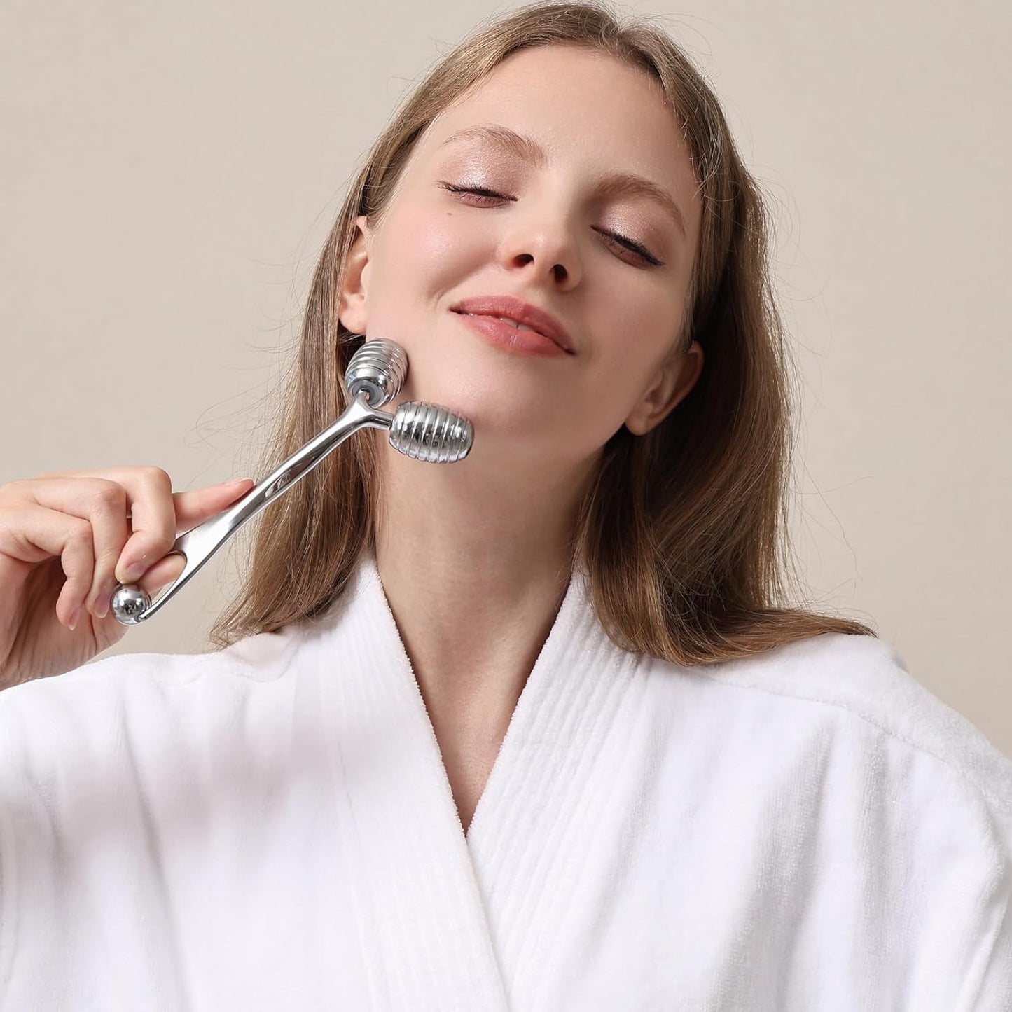 Stainless Steel Face Roller - Metal Facial Cooling Massager for Face and Eyes, Esthetician Supplies Cold Roller for Puffiness, Wrinkles, Dark Circles