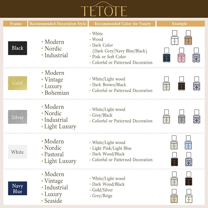 TETOTE 55 x 30 Inch Bathroom Mirror, Matte Black Modern Metal Frame Rectangle - Image 9