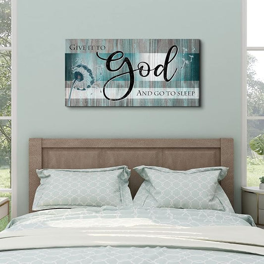 Large Christian Wall Art Bible Verses Wall Decor Give It to God and Go to Sleep - Image 2