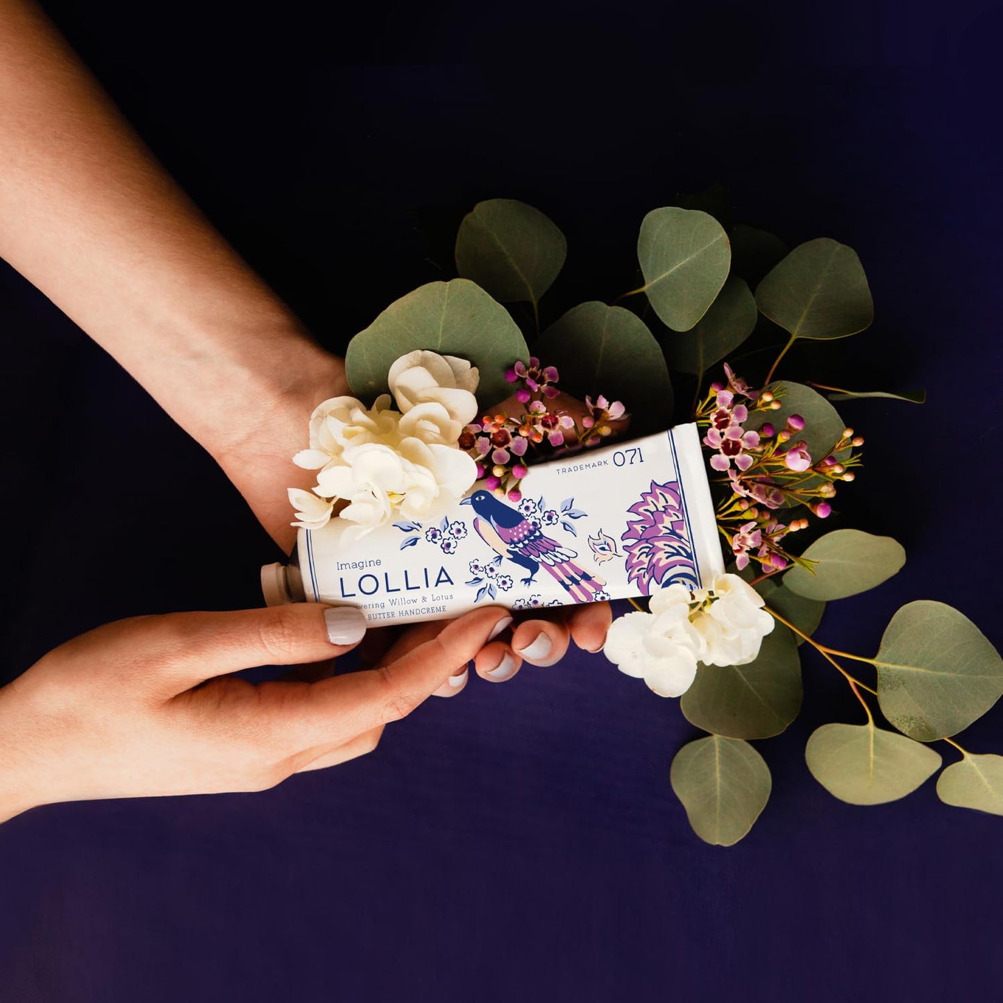 LOLLIA Imagine Handcreme, 4 oz. – Flowering Willow & Lotus – Scented Hand Cream for Women, Moisturizing Hand Lotion for Dry Hands, Shea Butter & Cocoa Butter, Quick Absorbing Lotion