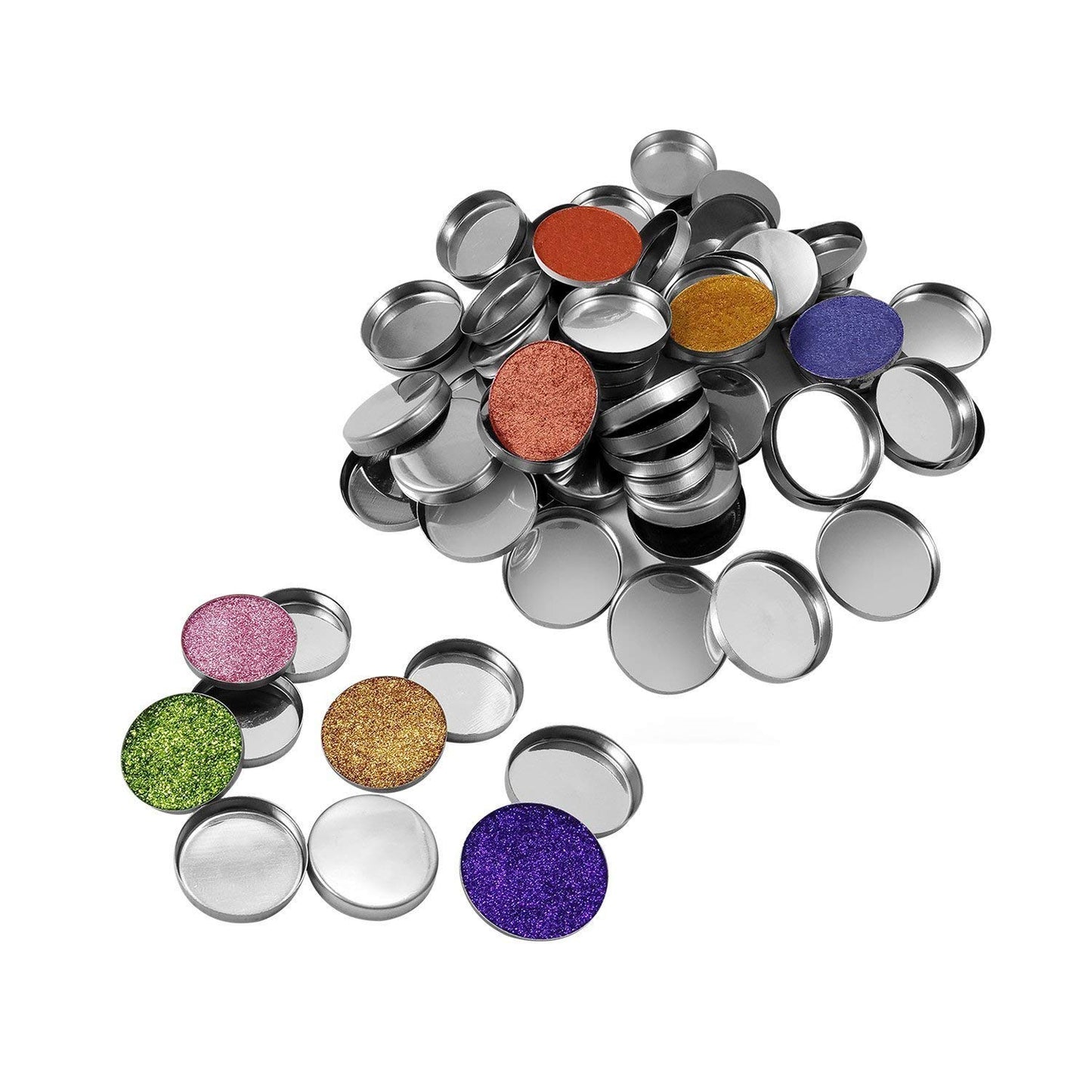 56 Pack Empty Round Metal Pans Size 26mm for Eyeshadow Palette Magnetic Makeup Palette (Height:5mm)