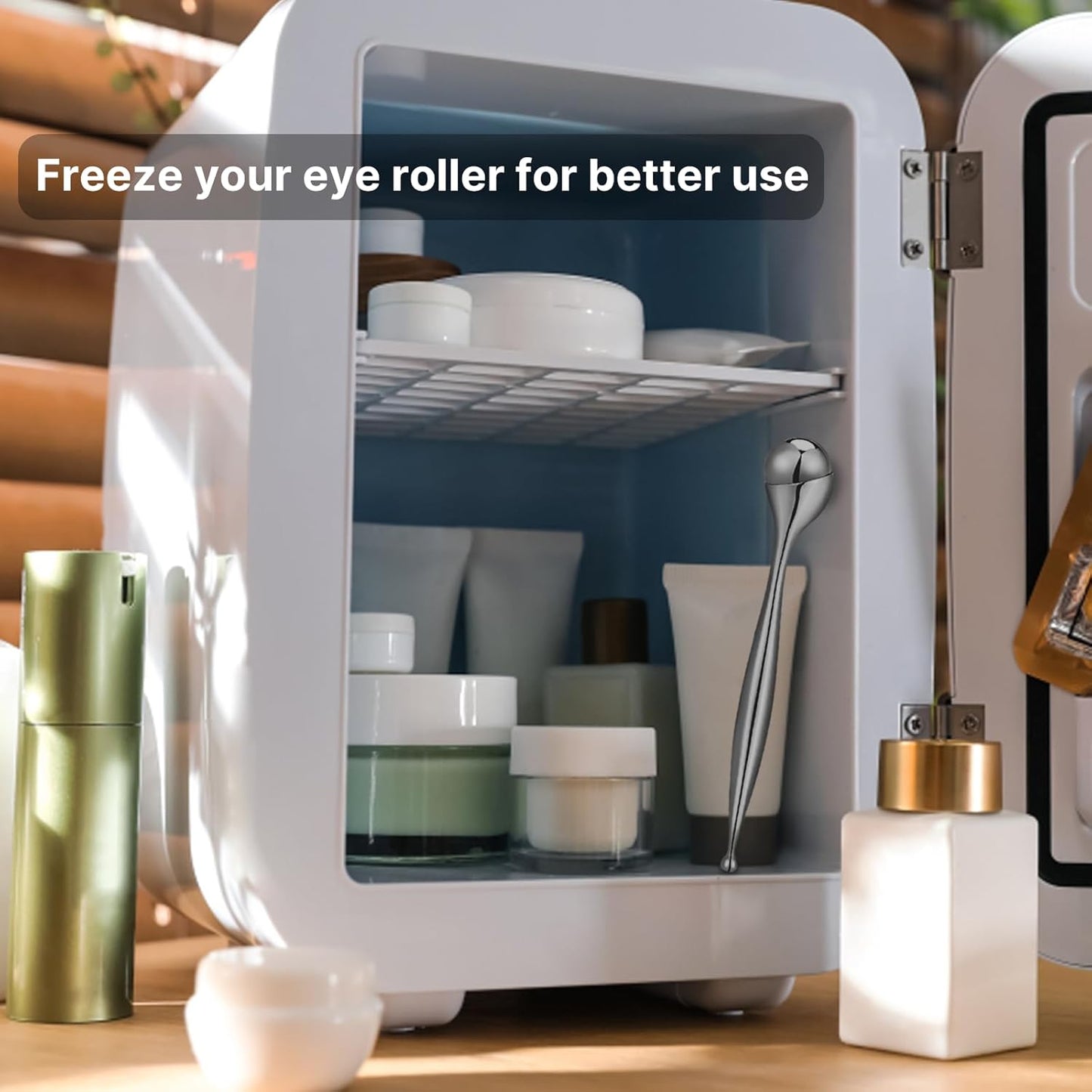 Eye Roller, Facial Roller Massager - Reduces Puffiness, Dark Circles, Cooling Therapy for Tired Eyes (with Applicator)