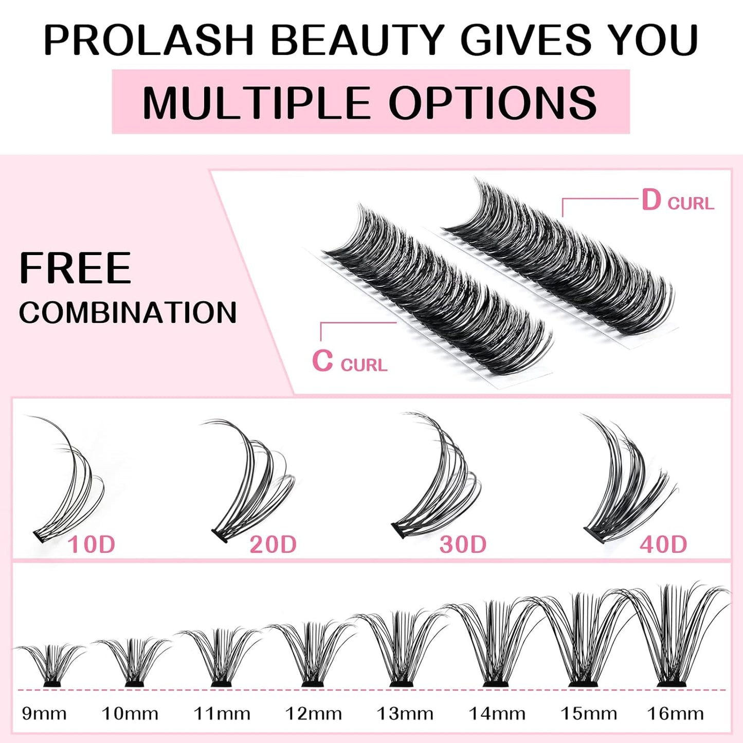 280 Pcs Individual Lashes 40D-C-0.07-16 Cluster Lashes C D Curl Wispy Lashes Bottom Lashes DIY Lashes At Home(40D-C-0.07-16)
