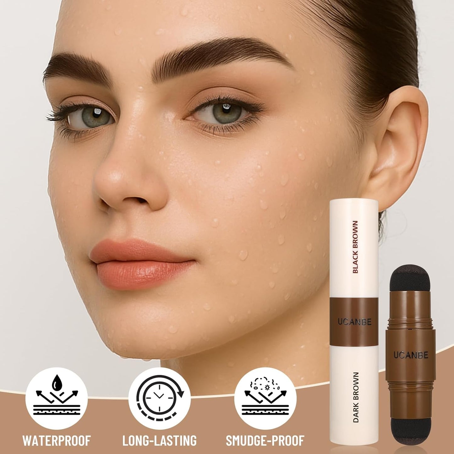 UCANBE 25PCS Eyebrow Stamp Stencil Kit With Dual-Color Eyebrow Stamp Pomade,20 Reusable Eyebrow Stencils,Finising Powder,Brush,Eyebrow Razor,Zipper Pouch,Waterproof Eye Brow Stamping and Shaping Kit04