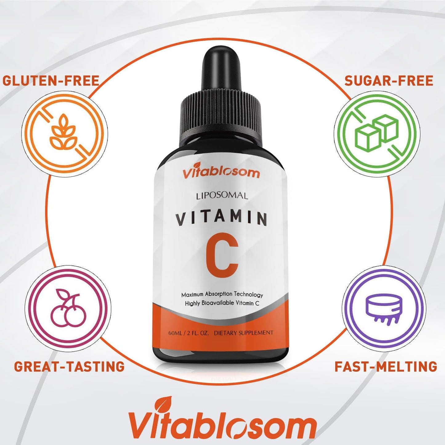 Liposomal Vitamin C Liquid Drops Supplement for Adults, Maximize VIT C, 60ml (1 Bottle)