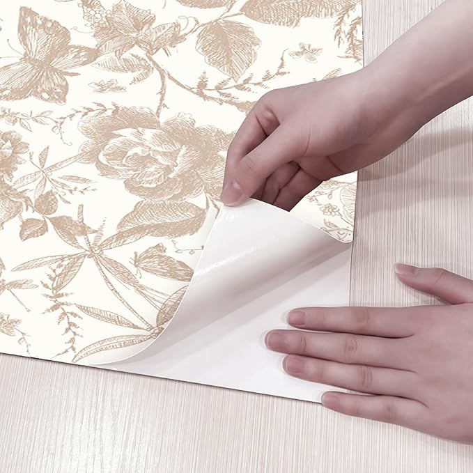 JiffDiff Vintage Peel and Stick Wall Stick,Champagne Wallpaper Rose Removable - Image 9