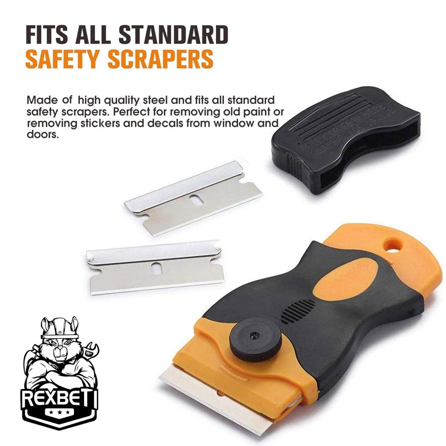 REXBETI 600PCS Single Edge Razor Blades, Industrial , Box Cutter Replacement Blades, Glass Scraper Blades