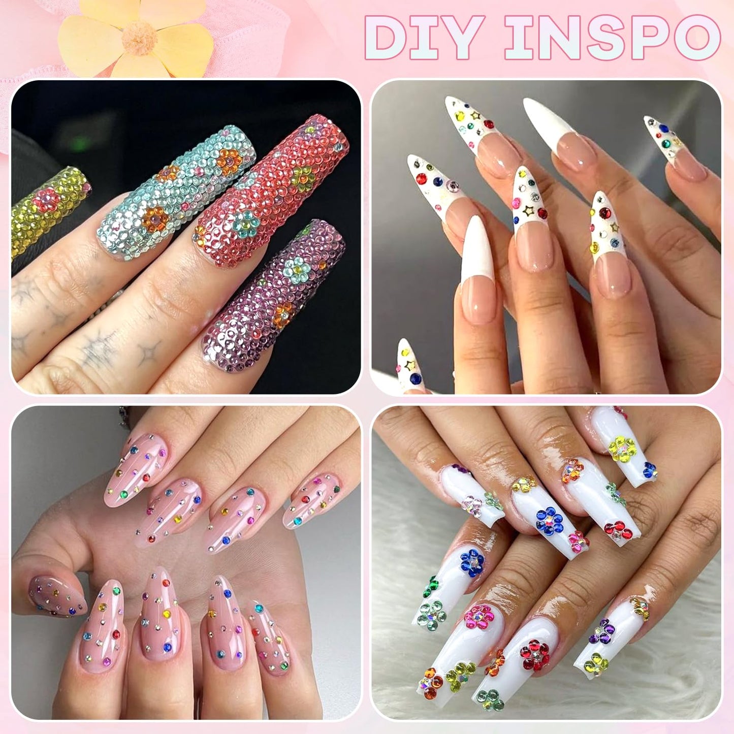 10000Pcs Small Resin Rhinestones for Nail Art, Colorful 2/3MM Flatback Bedazzling Gems, Nail Rhinestones and Gems Crystals Charms for Acrylic Tips Manicure Decor