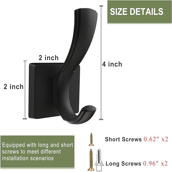 TOFIIGREM 3 Pack Black Towel Hooks, Towels Robe Holder - Image 8
