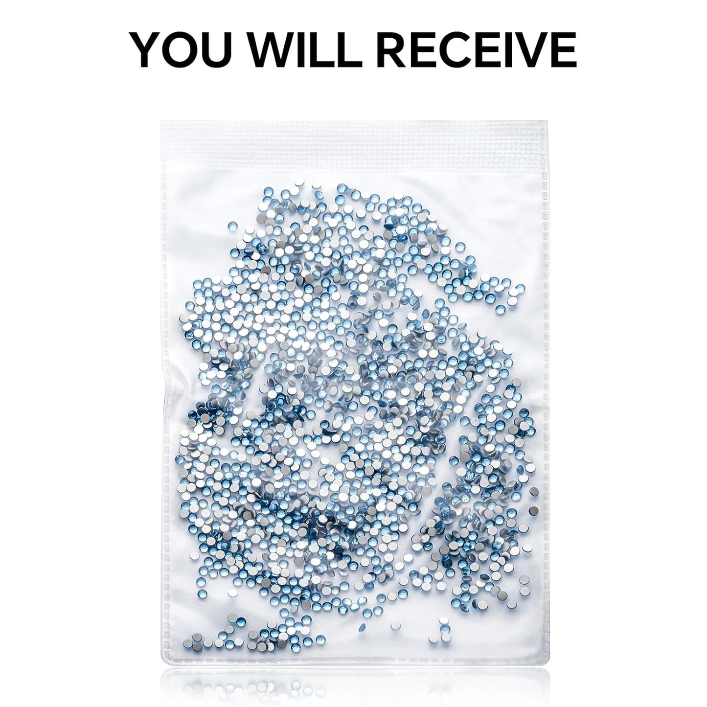 1440Pcs Light Blue Crystal Rhinestones,Glass Flatback Rhinestones Gemstones Small for Nail Face Makeup Art Crafts Clothes Decoration - (SS4,1.6mm,Light Blue)
