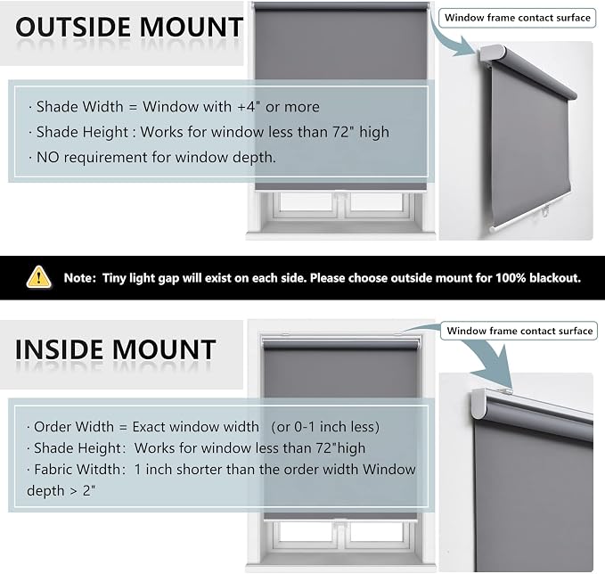 AOSKY Cordless Roller Shades Blackout Blinds - Image 7