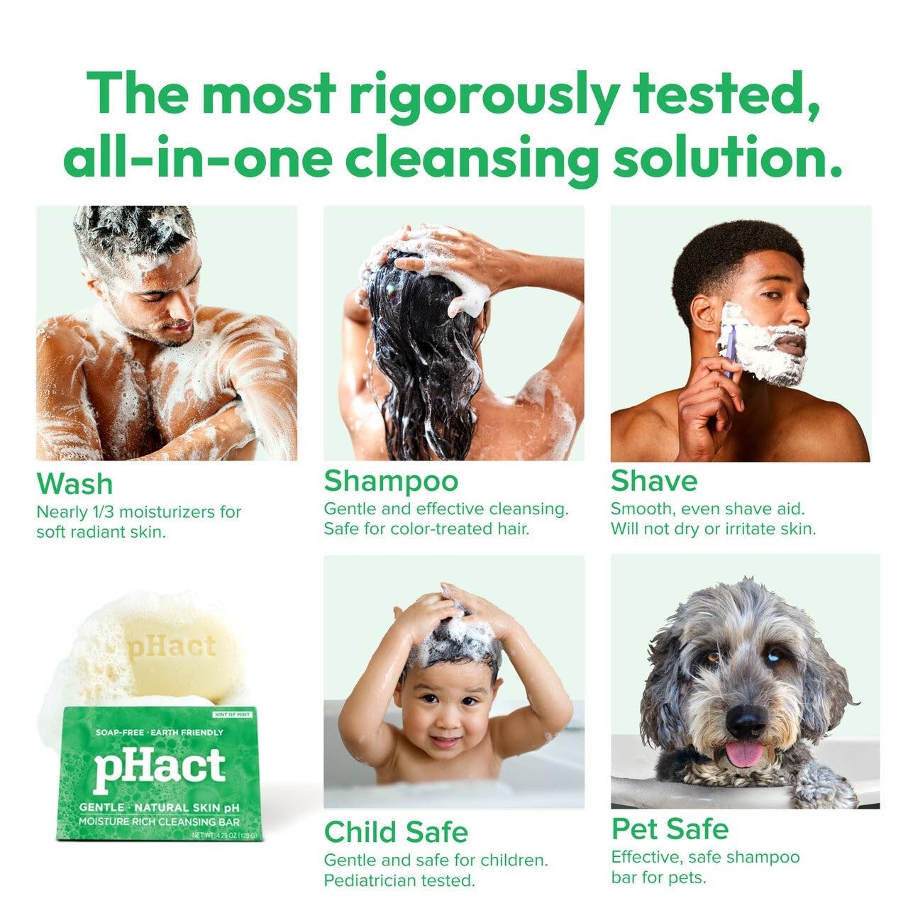 ANDREW LESSMAN pHact Moisture-Rich, Soap-Free Cleansing Bar Hint of Mint. Natural Skin pH. All Skin Types - Even Sensitive Skin. Hypoallergenic. Dermatologist Tested. 12 Pack 4.25 oz each