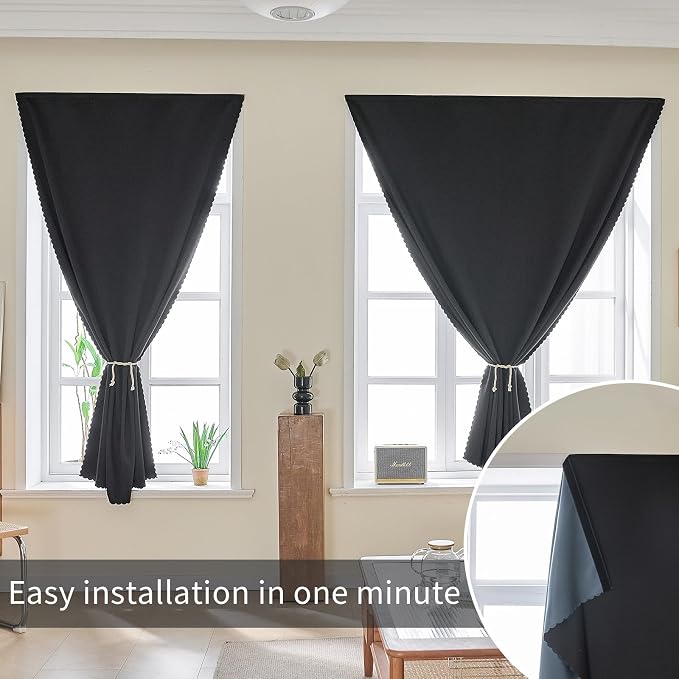 AJAZZ 100% Blackout Self Adhesive Curtains Small Window Short Temporary - Image 7