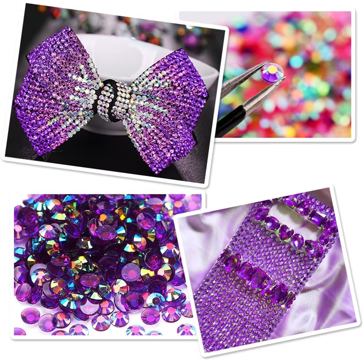2250 Pcs SS16 4mm AB Flatback Rhinestones for Nails Art Crafts Transparent Glitter Round Gems Crystals DIY Clothes Shoes(Clear Sapphire AB)