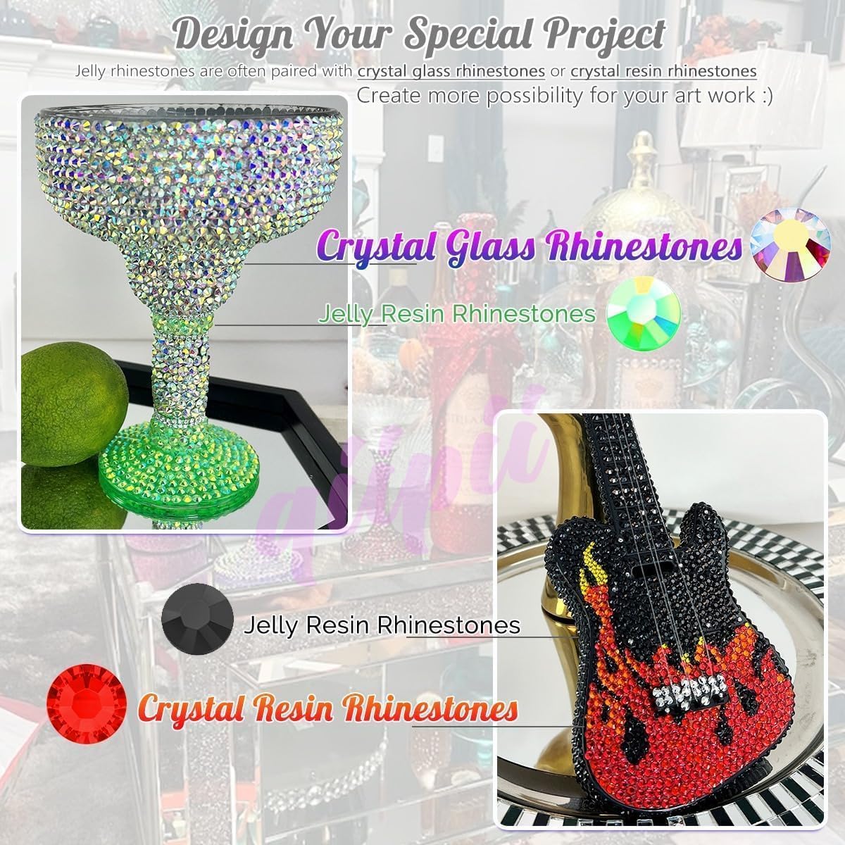 Aquamarine AB Resin Rhinestones for Crafting 3mm 4mm 5mm Lake Blue Flatback Jelly Stones Bulk SS10 SS16 SS20 No-Hotfix Water Blue Diamonds for Nails Face Eyes Makeup Tumblers Bottles DIY Crafts