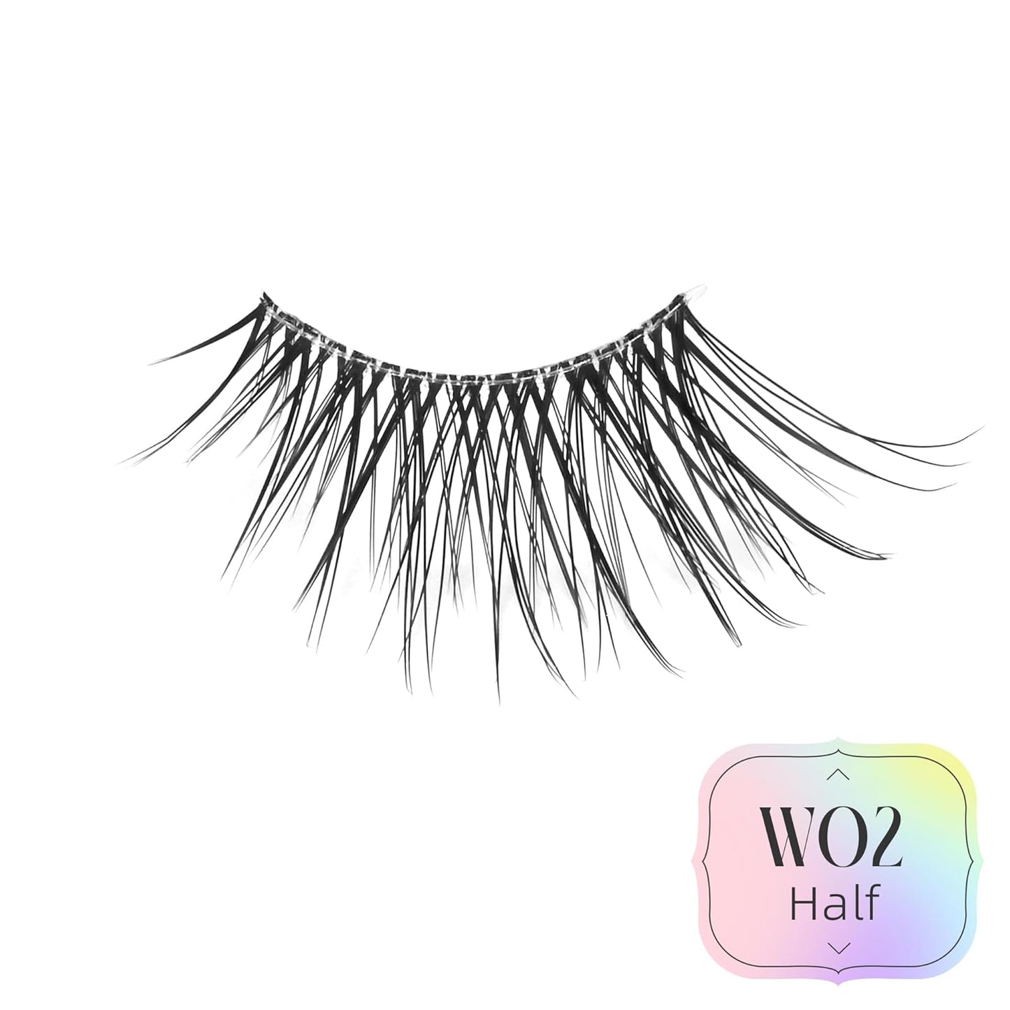 Half Lashes Natural Wispy Corner 3/4 False Eyelashes Clear Band Lashes W02