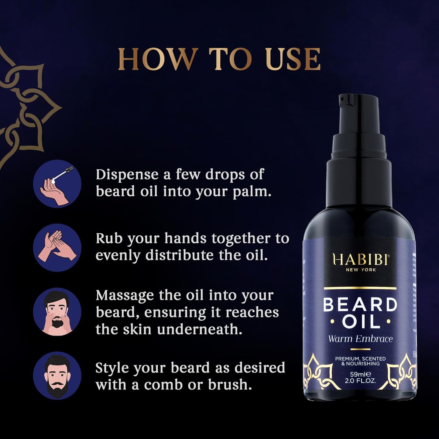 H HABIBI Warm Embrace Beard Oil – 2.0 Fl. Oz Naturally Derived Beard Growth Oil for Men, Beard Care Essential – Hydrates, Nourishes & Promotes Healthy Growth, Made in USA