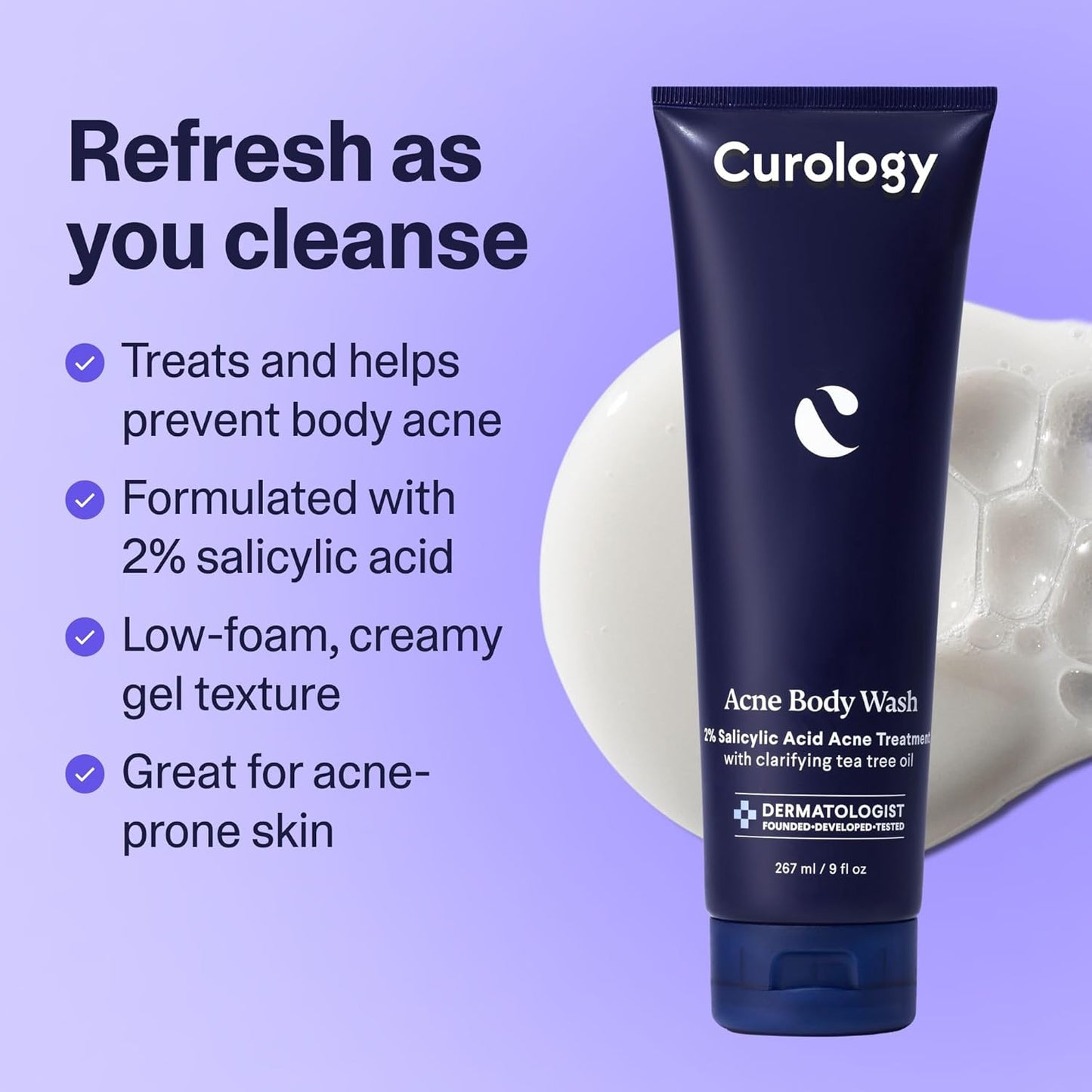 Curology Everyday Skincare Bundle, Gentle Facial Cleanser, Acne Body Wash (2% Salicylic Acid), and Daily Gel Face Moisturizer with Hyaluronic Acid