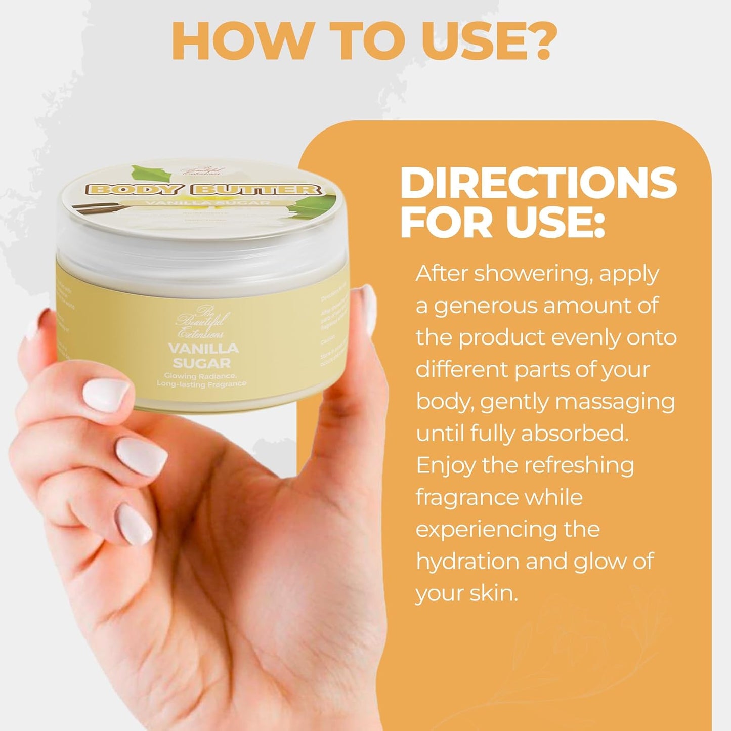 body butter vanilla sugar scent long -lasting fragrance,hydrate skin jojoba oil and more 8oz