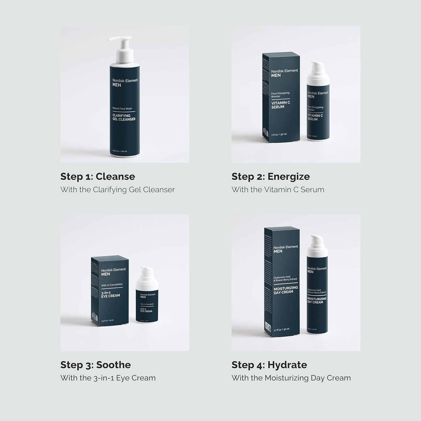 Nordisk Element Vitamin C Face Serum for Men, Anti-aging formula, Improve Appearance of Dark Spots, Tone, Fine Lines & Wrinkles, with Natural Vitamin C & Hyaluronic Acid, 1 Fl Oz