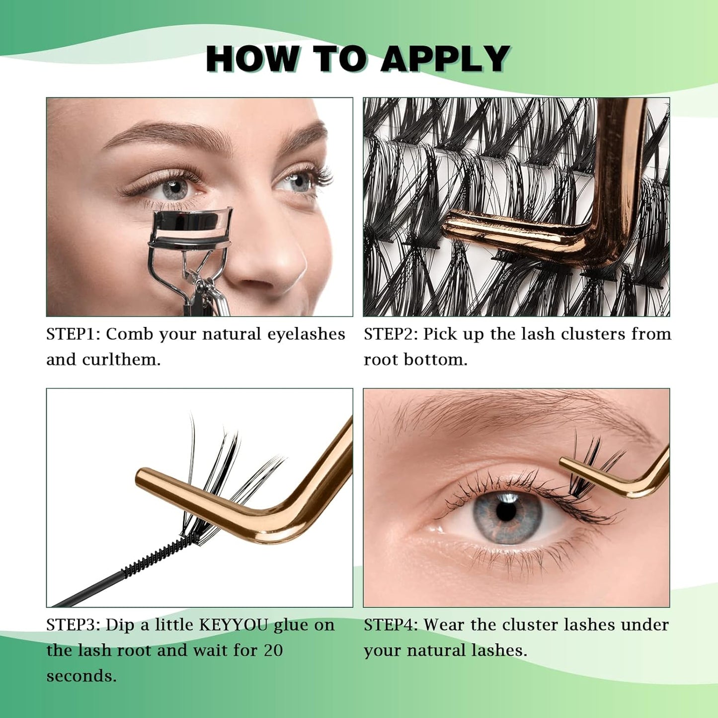 Lash Clusters 300pcs Individual Lashes 50D 0.07D Curl 9-18MIX DIY Eyelash Extension KEYYOU Large Tray Volume Soft&Natural Cluster Lashes(50D-0.07D,9-18MIX)
