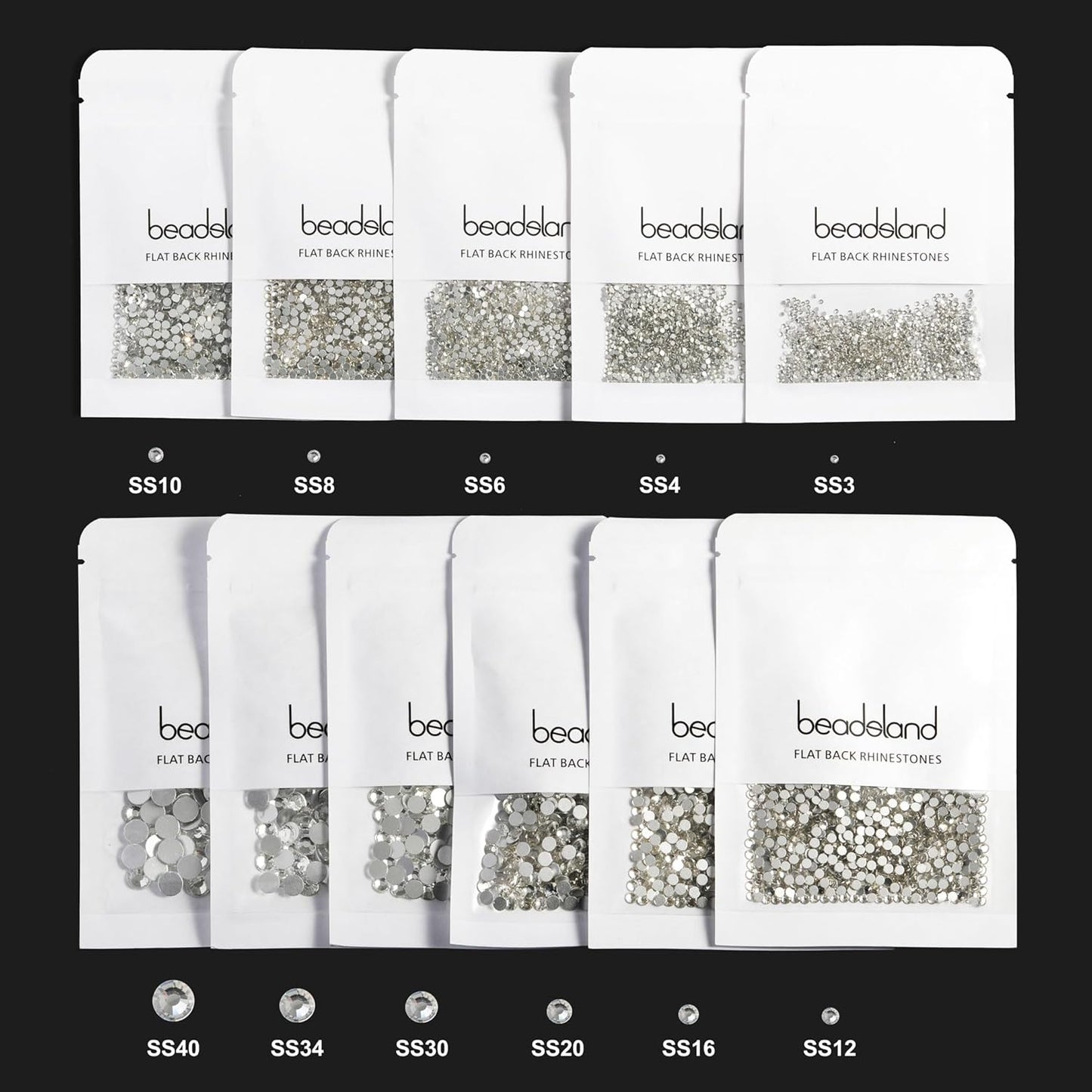 beadsland Flat Back Crystal Rhinestones Round Gems for Nail Art and Craft Glue Fix, Emerald (2.9-3.0mm) SS12/1440pcs