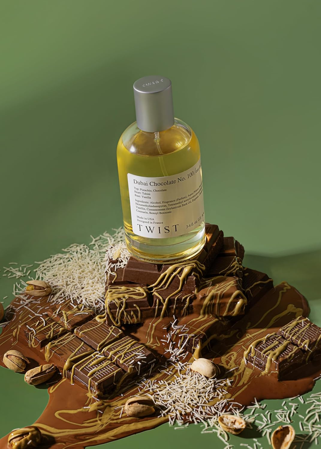 Twist Dubai Chocolate No. 100 - Eau De Parfum Inspired by Fix Dubai Chocolate, Long-Lasting Perfume For Women, Paraben Free, Vegan, Clean Ingredients, Fragrance - Spray 100 ml | 3.4 fl. oz.