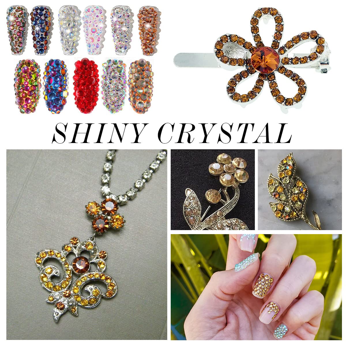 1440Pcs Topaz Crystal Rhinestones,Glass Flatback Rhinestones Gemstones Mini for Nail Face Makeup Art Crafts Clothes Decoration -(SS6,2.0mm,Topaz)