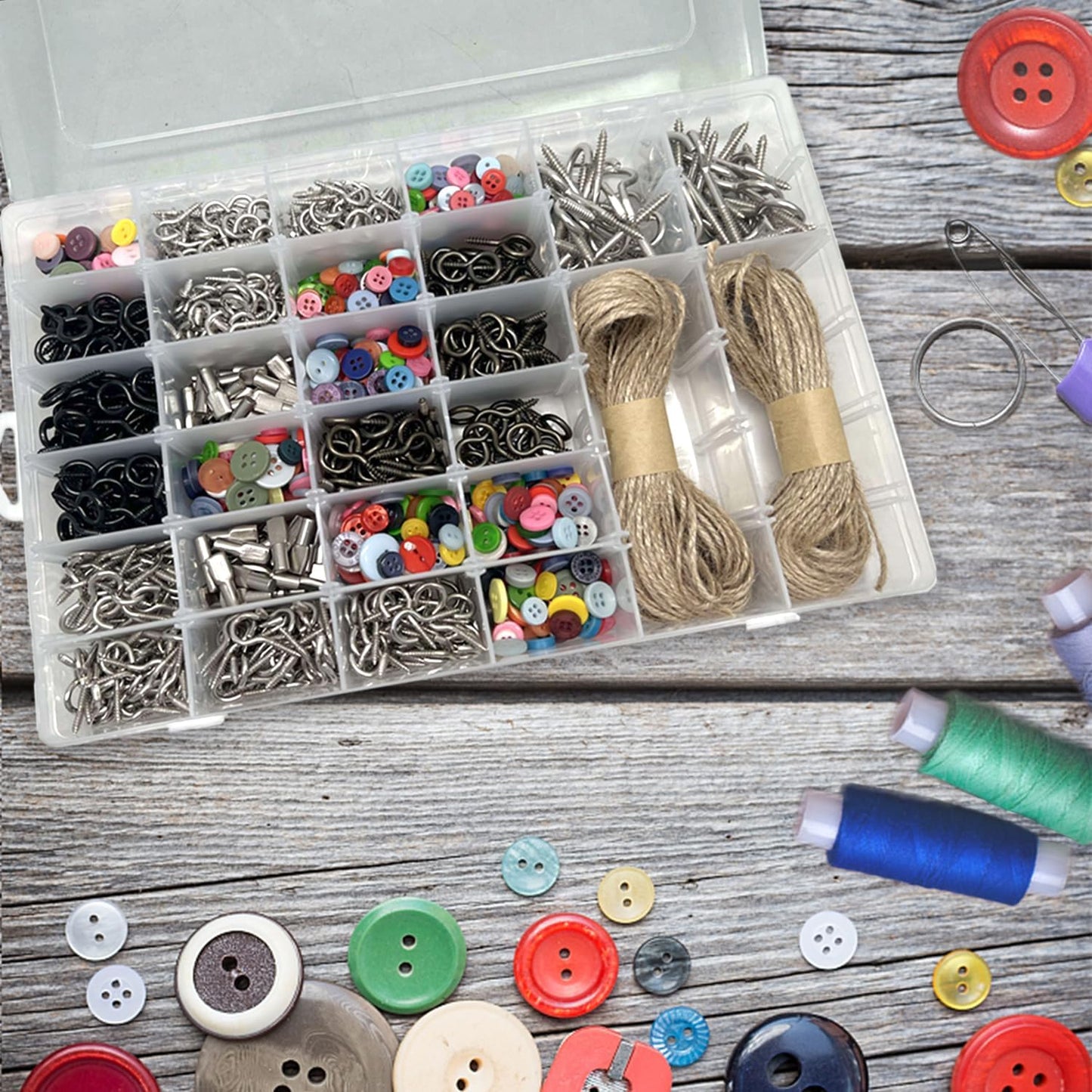 1 Pack Plastic Organizer Container Box, 36 Grids Clear Plastic Parts Organizer Box, for Beads, Art DIY, Crafts, Jewelry, Fishing Tackle with Label Stickers