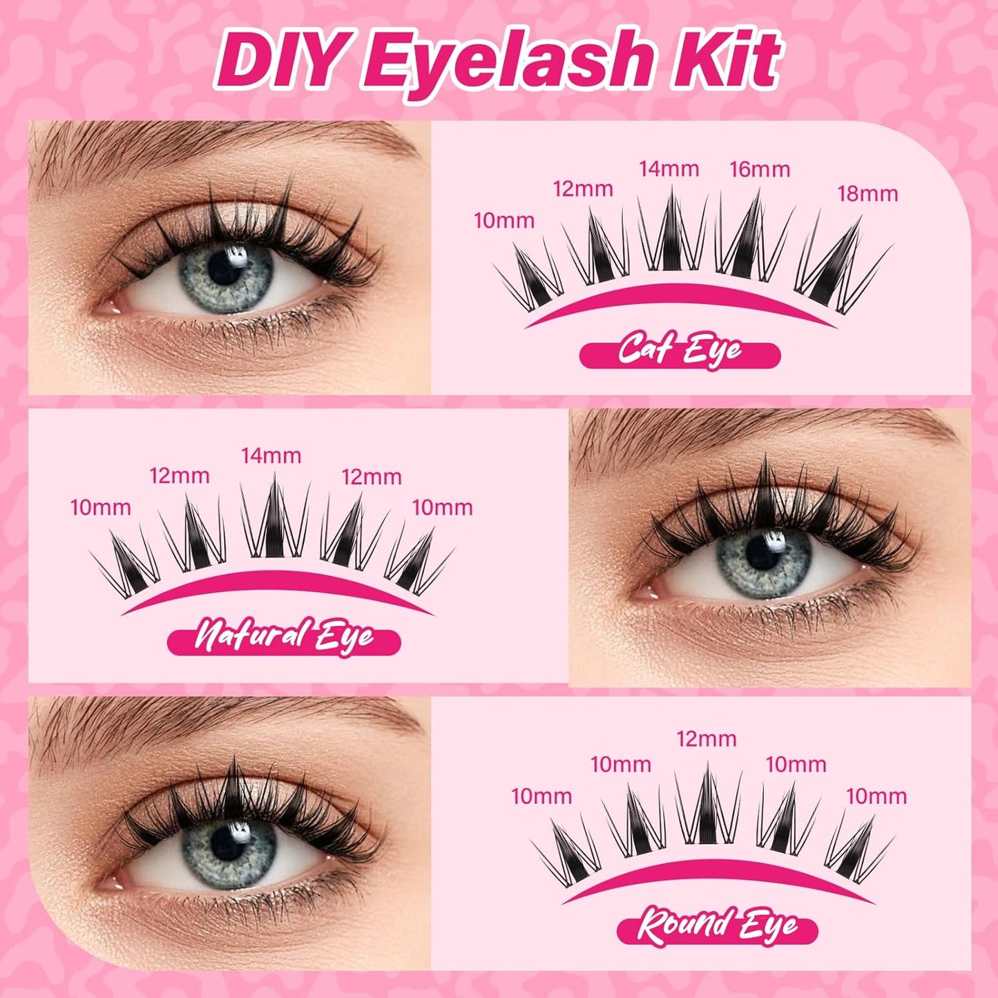 PROLASHBEAUTY Fairy Lash Clusters Kit Manga Spiky Eyelash Clusters Ultra Thin Band Natural Look Lashes Kit with Lash Bond and Seal Remover (Fairy, 8-18mix)