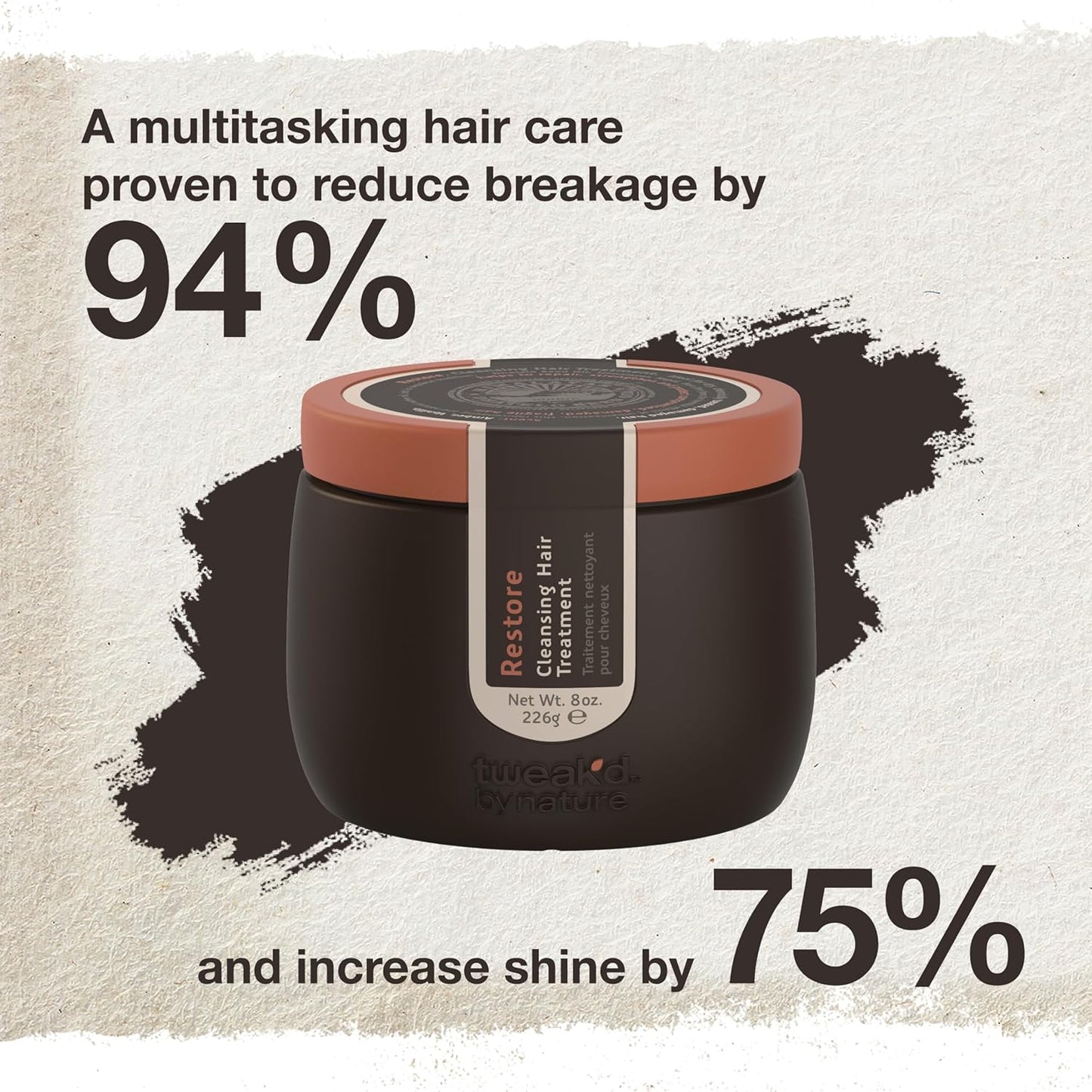Tweak’d by Nature - Restore Cleansing Damaged Hair Treatment, Sulfate Free Conditioner for Damaged Dry Hair, Shampoo, Detangler, and Intensive Hydrating Solution and Shine Serum (8oz)