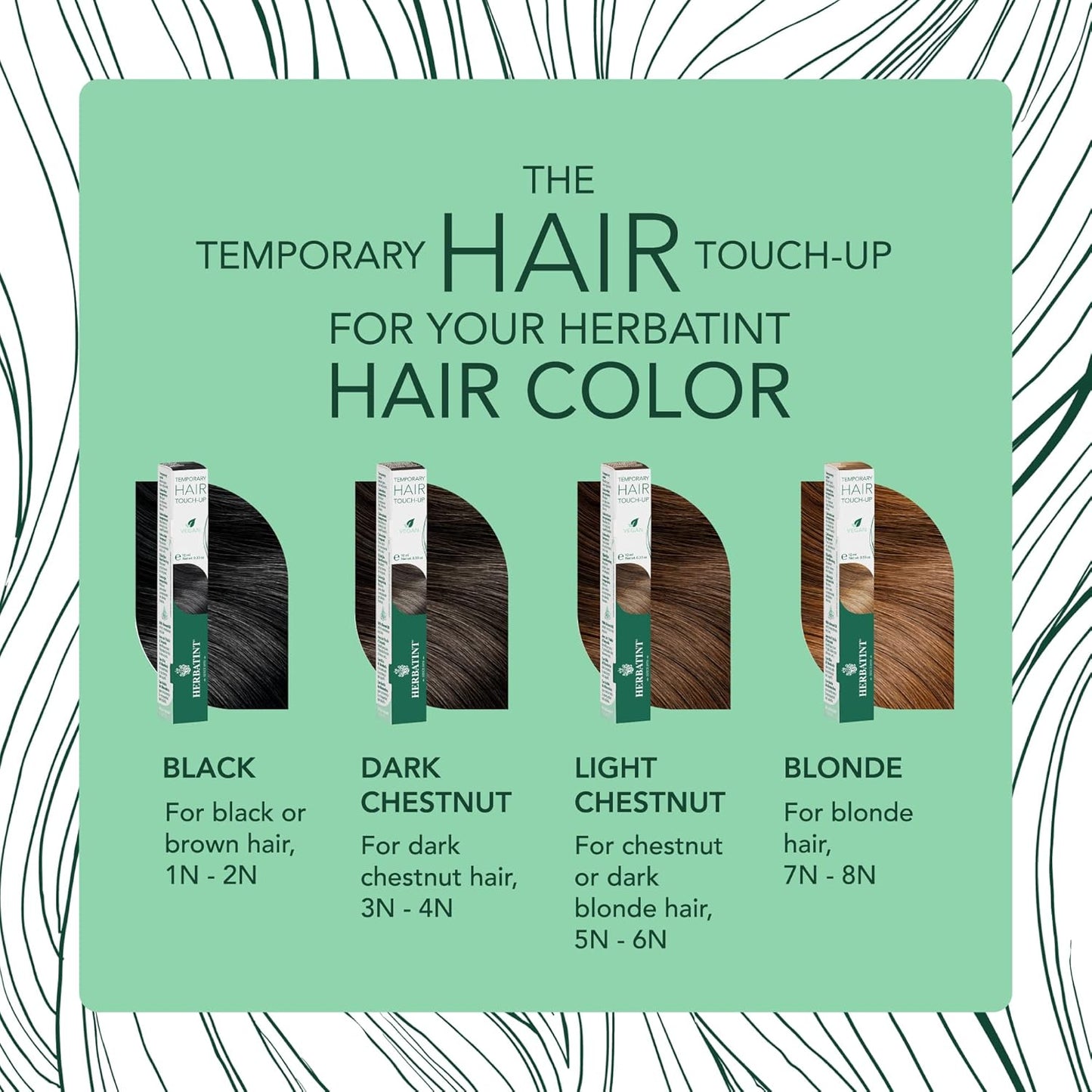 Herbatint Temporary Hair Touch-Up - Instantly Mask Grey Roots Between Coloring with Easy To Apply Precision Brush Kit - Natural-Looking Concealer For Black Hair - Vegan - .33 oz