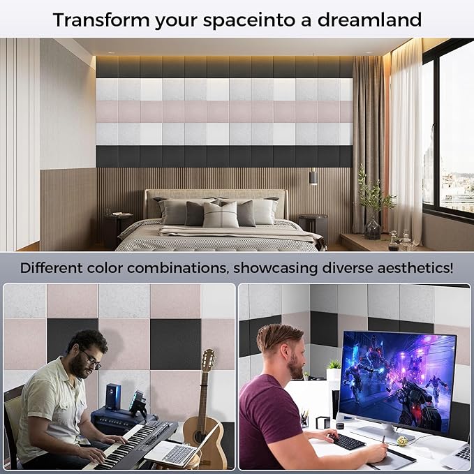 BSHEAD 15 pcs 165dtex Microfiber Acoustic Panels ,Self-Adhesive Soundproof Wall - Image 6