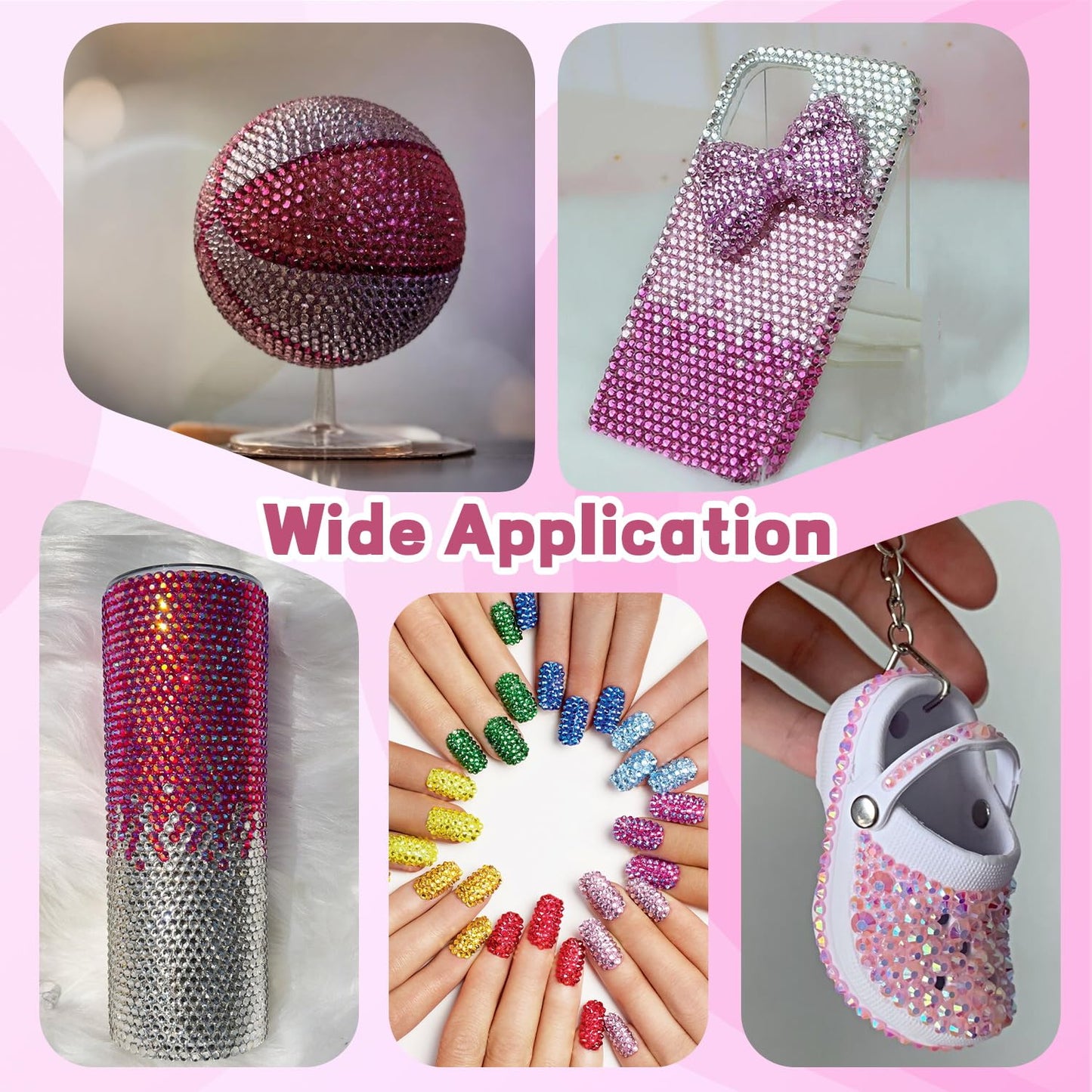 20000Pcs Pink Rhinestones for Bedazzling with 3Pcs B7000 Jewelry Glue, Resin Rhinestones for Crafting Crafts,Bedazzler Kit Flatback Gems for Clothing Shoes Tumblers Nail Art