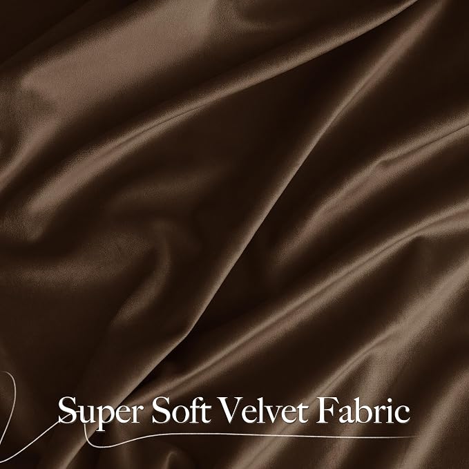 NICETOWN Brown Velvet Curtains 108 inches Long 2 Panel - Image 9
