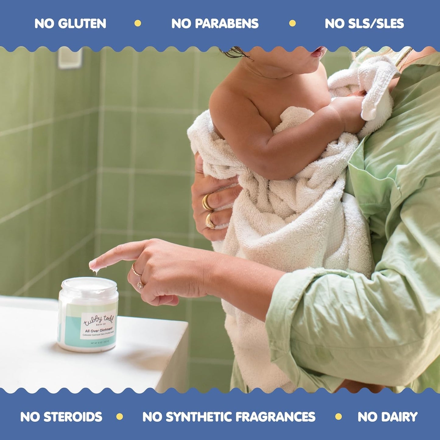 TUBBY TODD All Over Ointment Baby Eczema Cream, Everyday Multi-Purpose Baby Skin Relief Cream, Sensitive and Dry Skin, Rash & Irritation - Steroid & Gluten Free, Fragrance-Free, 8 oz, 2 Pack