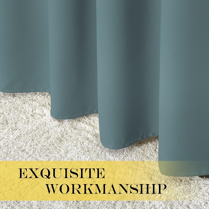 NICETOWN Blackout Greyish Blue Curtain - Image 6