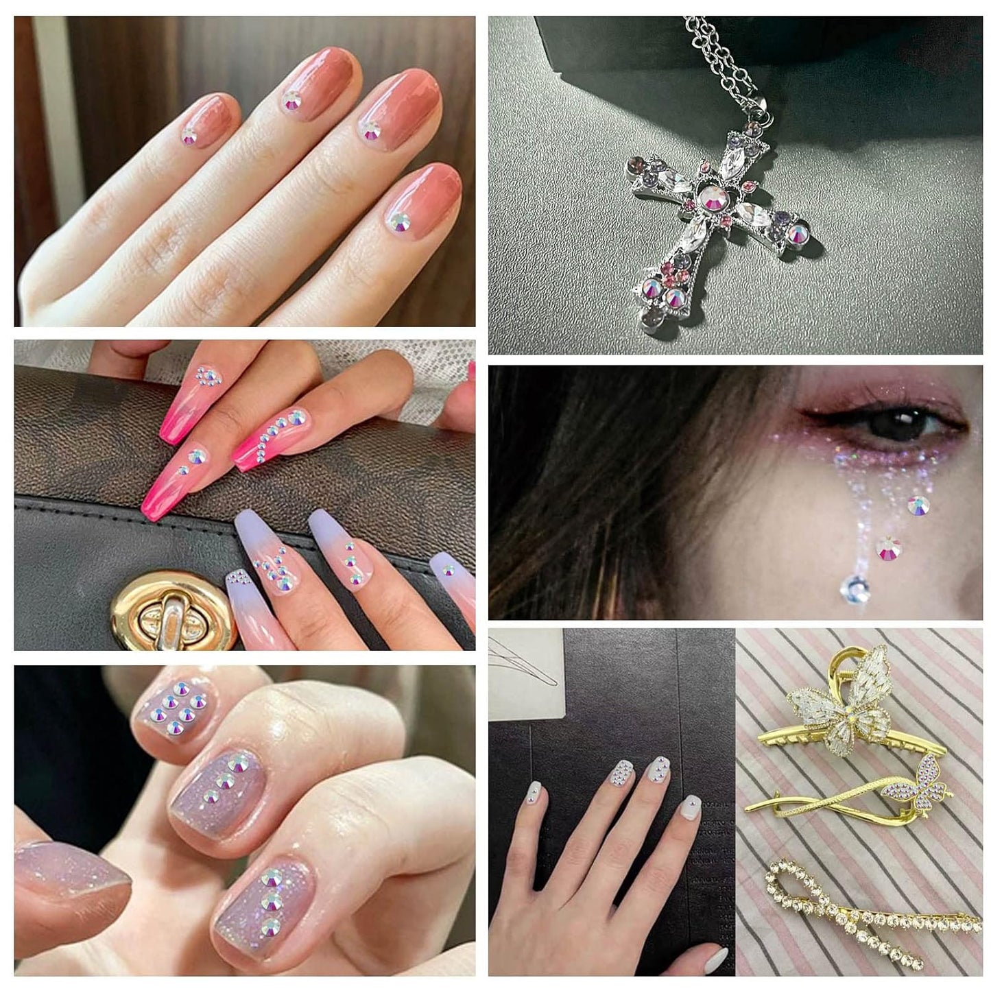 Beadsland 1440 Pieces Flat Back Crystal Rhinestones Round Gems, Transparent AB,SS16,3.8-4.0mm