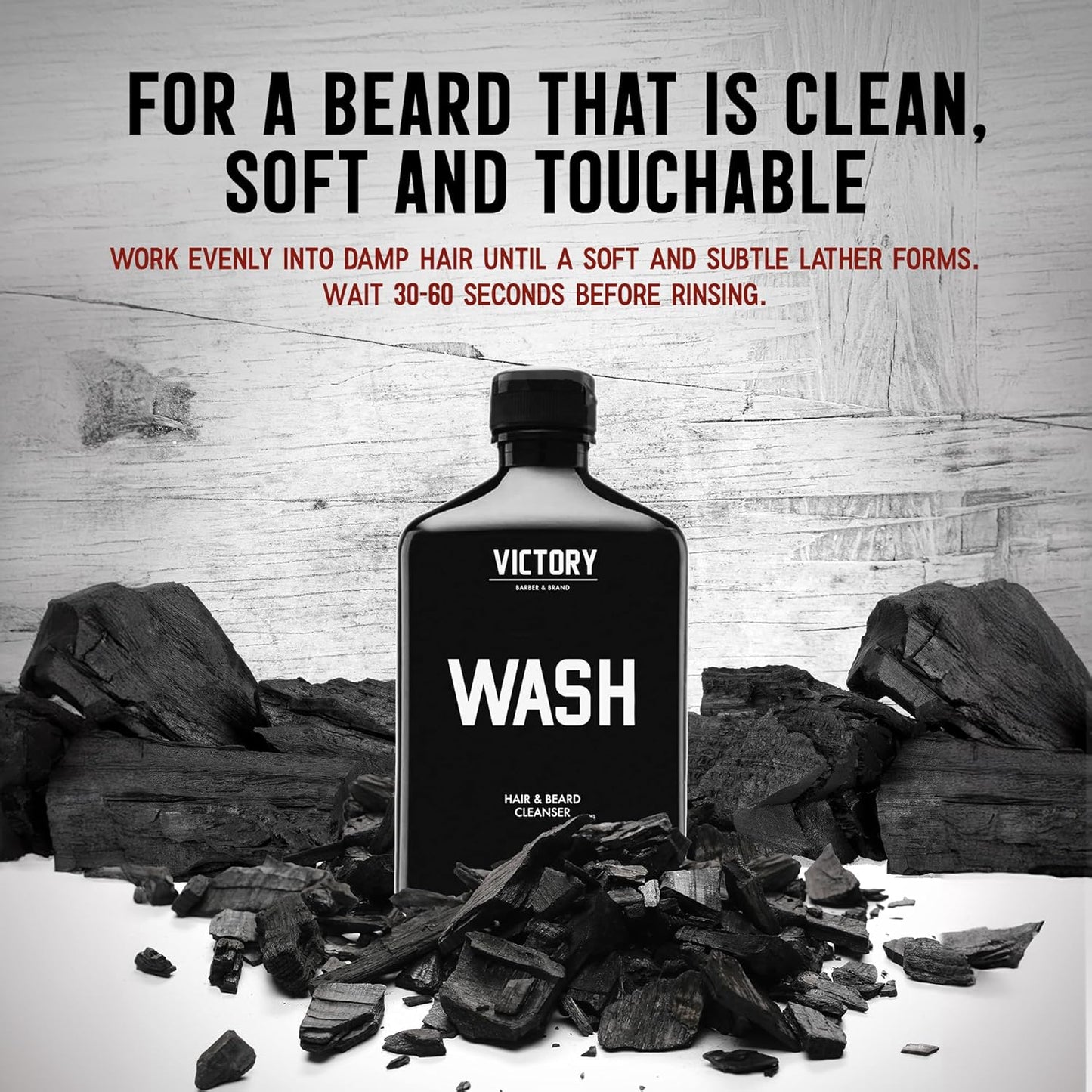 Victory Barber & Brand Beard Wash - Made in USA, Men's All-in-One Shampoo and Conditioner, Hydrating, Smoothening, Softening, 8.4 Fl Oz