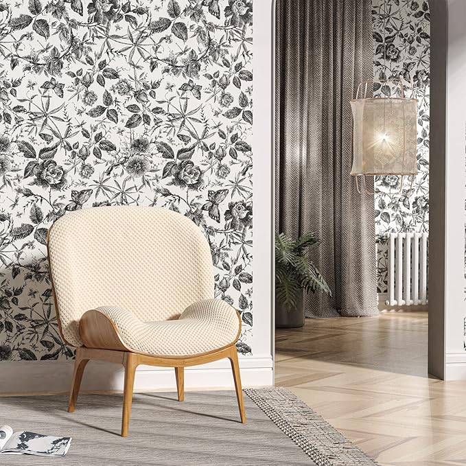JiffDiff Floral Vintage Wallpaper Peel and Stick,Rose Wallpaper Removable Vinyl - Image 7